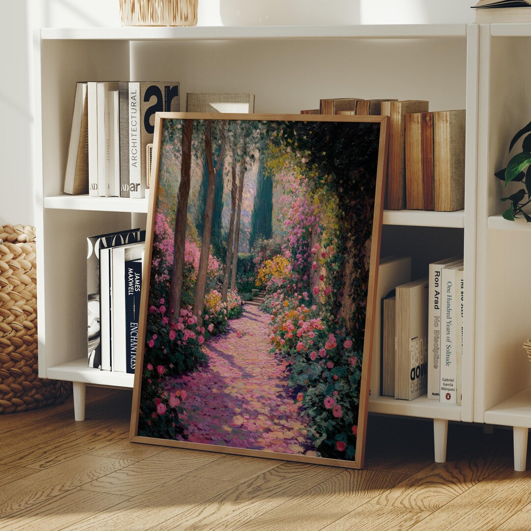 Garden Path Wall Art Rose Covered Spring Woodland Landscape Painting - Etsy