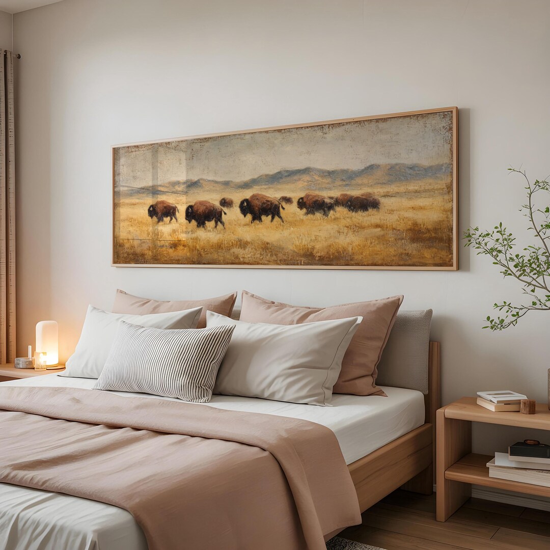 Buffalo Herd Wall Art Prairie Bison Landscape Western Plains Wildlife ...