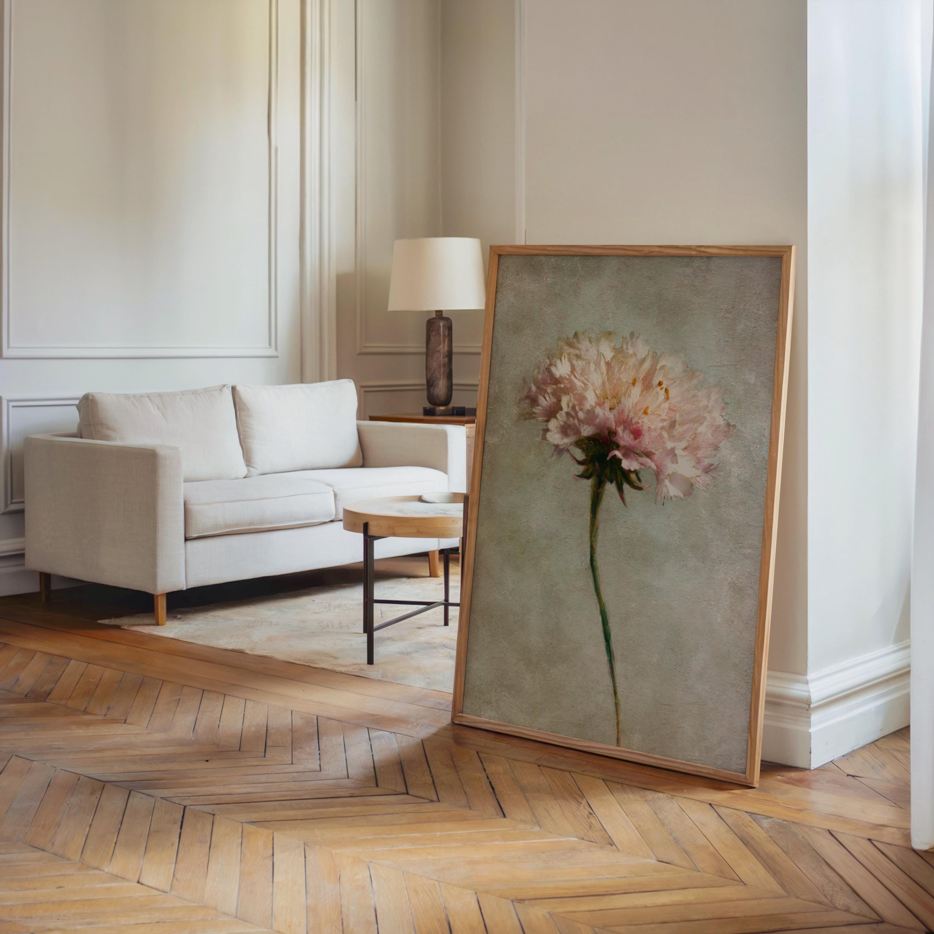Pink Peony Wall Art Soft Floral Botanical Painting Romantic Vintage ...