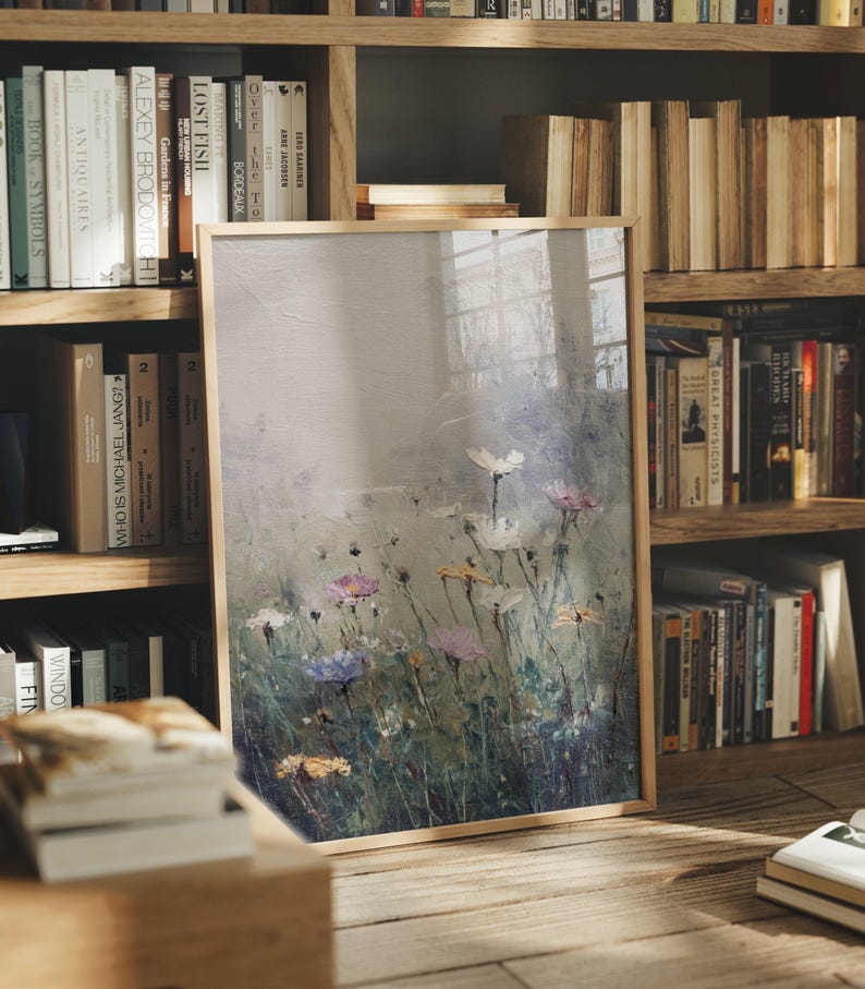 Wildflower Meadow Wall Art Soft Pastel Floral Field Painting Print - Etsy