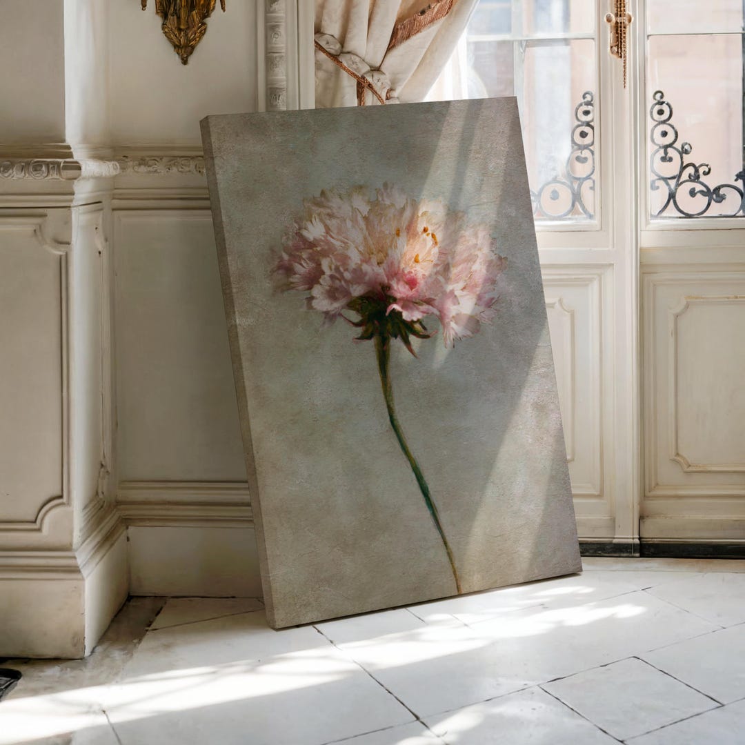Pink Peony Wall Art Soft Floral Botanical Painting Romantic Vintage ...