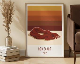 Red Scarf Art Print – Minimalist Music Poster (Digital Download)