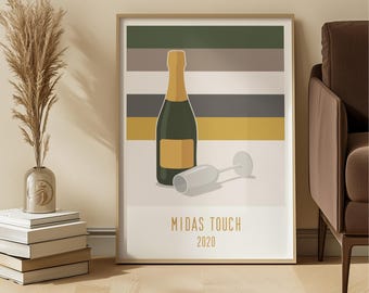 Champagne Bottle Art Print – Minimalist Music Poster (Digital Download )