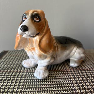Mid century ceramic bassett hound figurine