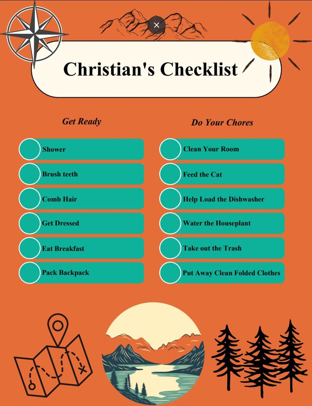 Editable Kids Chore Chart: Adventure Theme (PDF Download) - Etsy