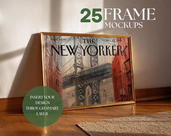 25種類の横長フレームモックアップバンドル、レトロなミッドセンチュリーモダンテンプレート、ヴィンテージアートパック、印刷用PSDファイルコレクション、Photoshopディスプレイ