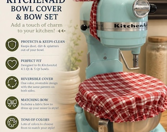 Handmade Cotton KitchenAid Mixer Bowl Cover with Matching Bow