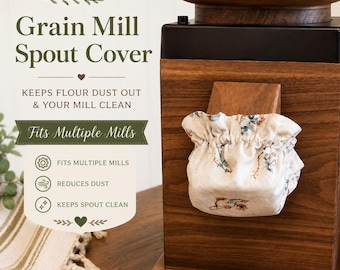 Reversible Grain Mill Spout Cover | Flour Catcher, Dust Blocker, Home Milling Accessory