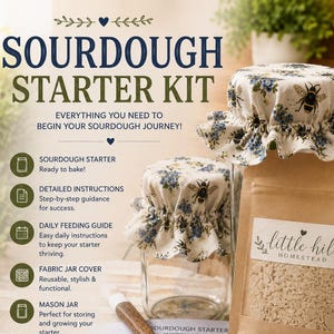 KIT- Dehydrated Sourdough Starter kit, Sourdough bread making starter set, Sourdough Bread Culture, Dehydrated Starter For Baking Sourdough