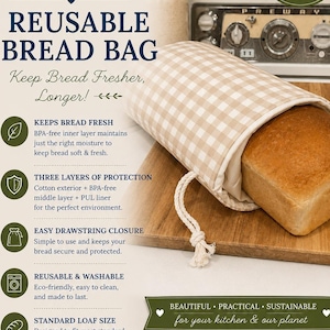 Large Cotton Bread Bag with PUL Liner: BPA-Free, Double-Lined