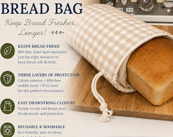 Large Cotton Bread Bag with PUL Liner: BPA-Free, Double-Lined