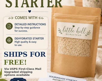 Active Organic Sourdough Starter: Dehydrated with Instructions