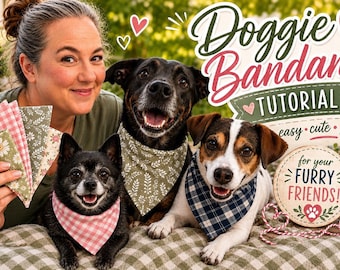 Dog Bandana & Bow Sewing Pattern PDF | Beginner Friendly |  Pet Bandana and Matching Dog Bow | Instant Download | DIY Dog Accessory