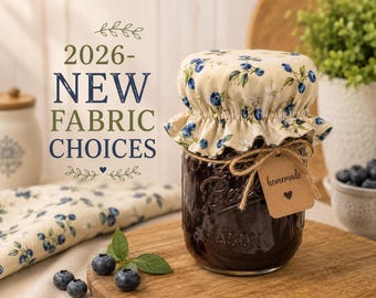 Reversible Mason Jar Covers | Washable Fabric Jar Toppers | Reusable Cute Kitchen Decor