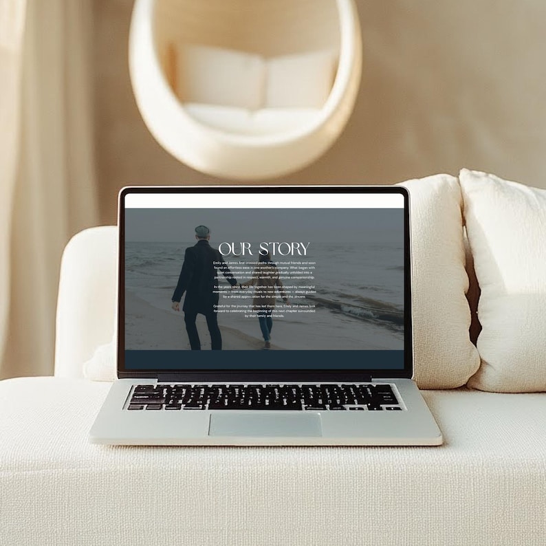 Luxury Coastal Wedding Website Template, Canva Editable RSVP Website