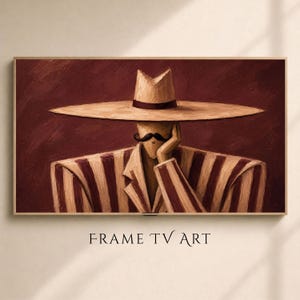 Arte moderno para enmarcar televisores / Retrato de vaquero / Arte digital para enmarcar televisores / Decoración neutra del Oeste