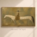 Neutral Horse Frame TV Art | Vintage Sage Green Digital Download for Samsung Frame TV | Minimalist Western Artwork