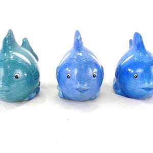 Fish 9 pieces blue ceramic bulbous clay 8 cm animal figure decoration maritime