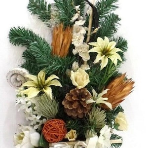 Grave decoration dried flowers mix white natural exotic silk bouquet artificial