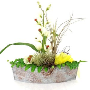 Arreglo de orquídeas flores artificiales de seda forma elíptica 30 x 30 x 6,5 ¡arreglo floral superior!