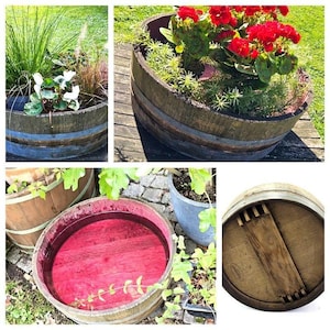 Wine barrel section oak planter wooden barrel 1 4 oak barrel mini pond approx. 40 L