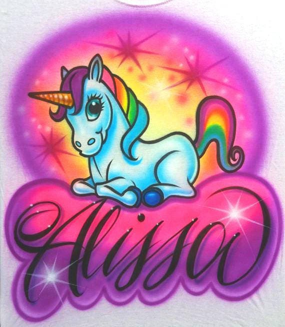 Airbrush T Shirt With Unicorn Airbrush Unicorn Shirt Etsy