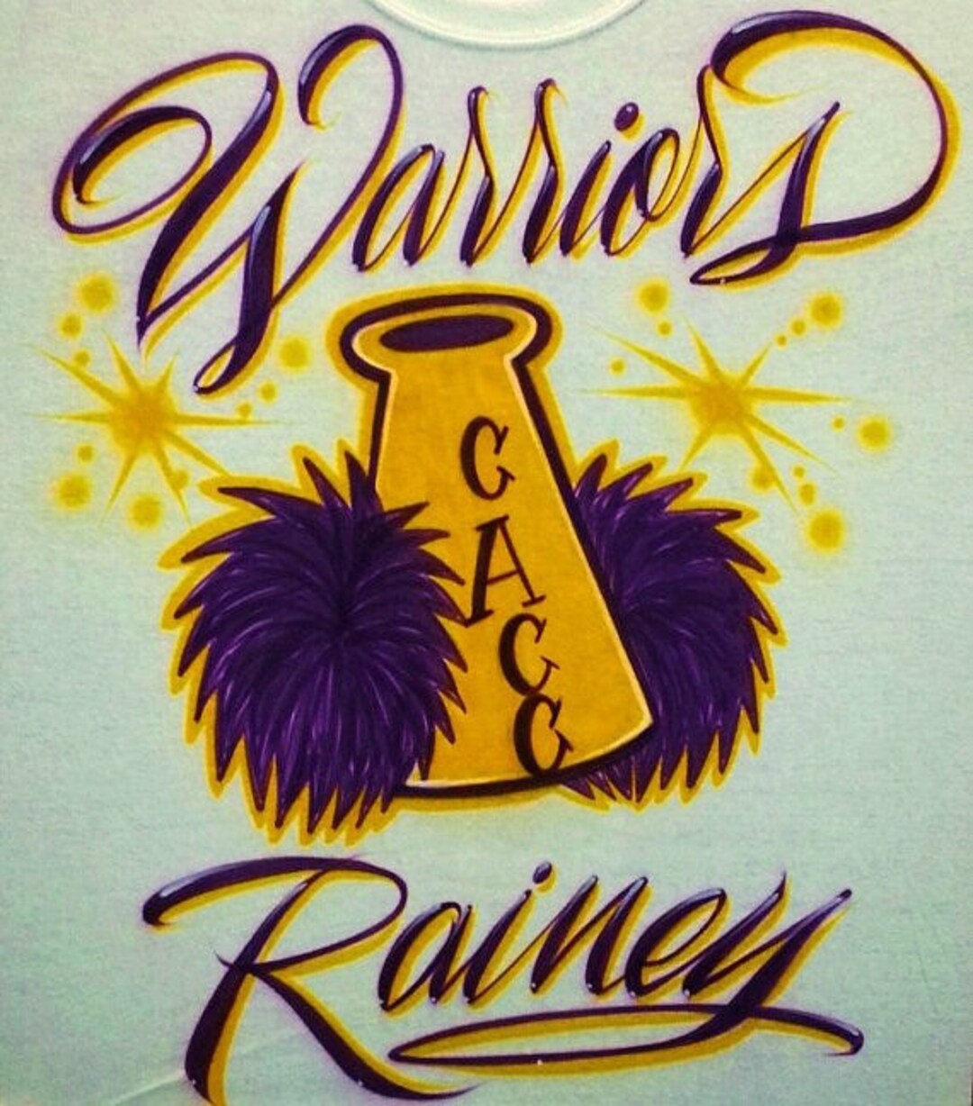 Airbrush T Shirt Cheer Megaphone Pompoms Etsy