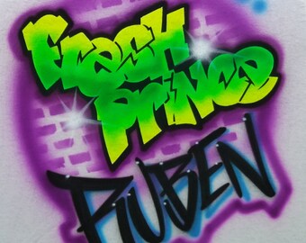 Airbrush T Shirt With Fresh Prince, Graffiti, Hip Hop