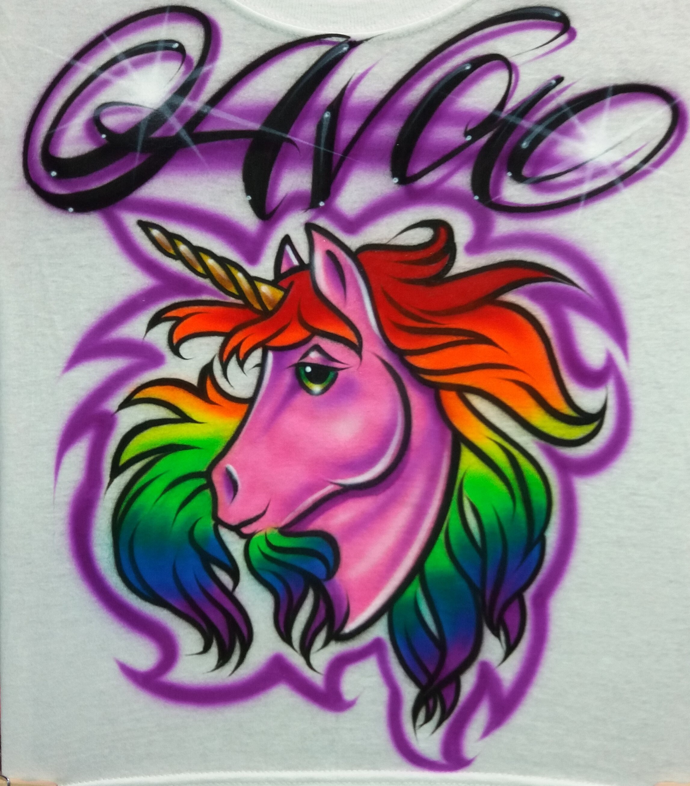 Airbrush T Shirt With Unicorn Airbrush Unicorn Shirt Etsy
