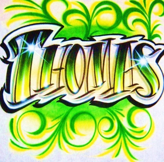 Airbrush T Shirt With Tattoo Style Name Etsy