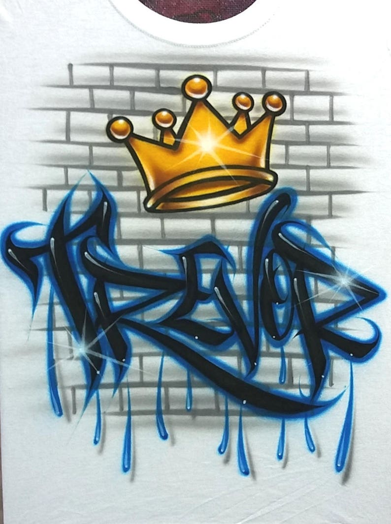 Airbrush T Shirt With King Crown Graffiti Etsy UK
