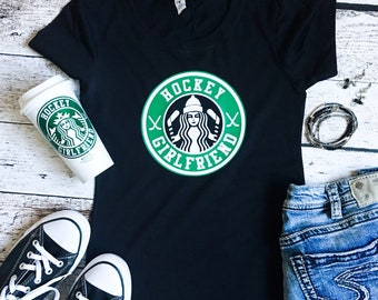 Hockey Girlfriend Coffee Themed T Shirt