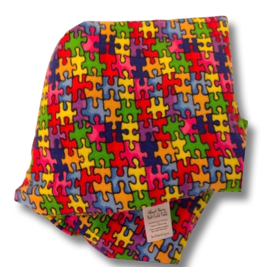 Autism Awareness Puzzle Pieces Wheat Berry Hot & Cold Pack Microwave