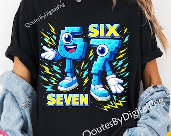Sechs Sieben Geburtstag PNG, Kinder Cartoon Number Design (Digitaler Download)