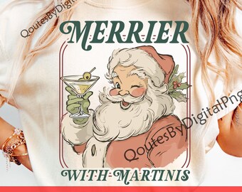 Divertido Martini navideño PNG / Diseño festivo retro (archivo de sublimación)