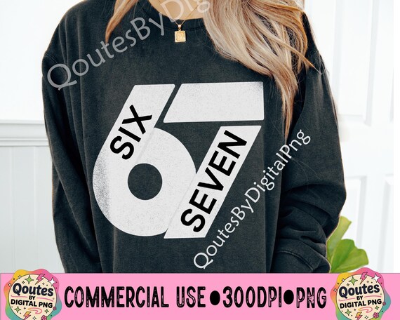 67 PNG | Six Seven Number Clipart | Bold Sports Jersey Sublimation | Birthday Milestone Digital Design