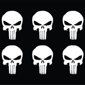 Punisher Skull Vinyl Decals - Set of 6 - Weatherproof Stickers