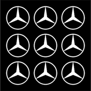 Set of 9 Mercedes Logo Vinyl Decals – Small Mercedes Stickers for Car, Laptop, Phone, Mirror, Dashboard & More