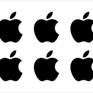 Apple Logo Vinyl Decals - Waterproof Stickers for Laptop, Car, Phone - Set of 6