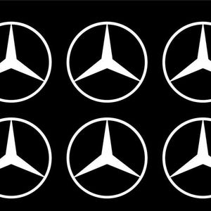 Set of 6 Mercedes Logo Vinyl Decals – Small Mercedes Stickers for Car, Laptop, Phone, Mirror, Dashboard & More