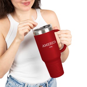 Insulated Travel Mug, 40oz - Perfect for Road Trips, Coffee Lovers, Outdoor Adventures, Gifts for Her, USA Pride