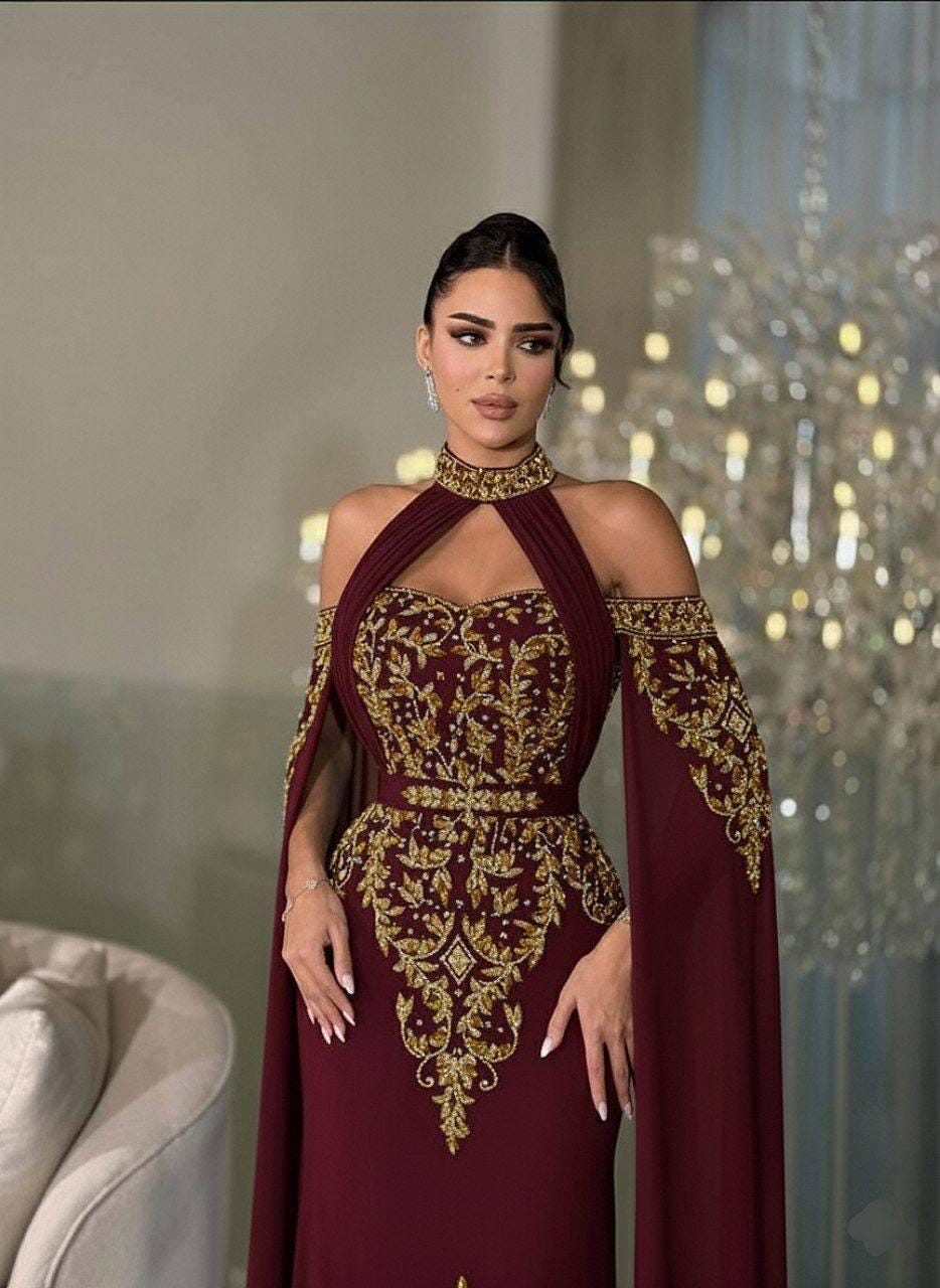open lace back dress Bue Print Turkish Dress – Chaddors main image 1