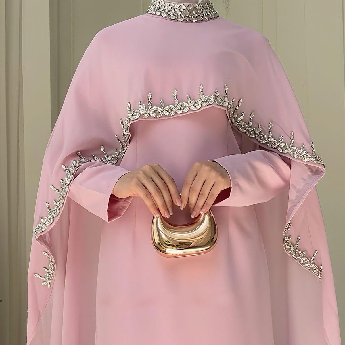 strapless open back dress Nude Luxury Long Sleeves Muslim Evening Dresses with Cape SS369A Nude / 22