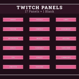 17x Minimalist Pink Twitch Panels | Aesthetic Stream Overlays | Custom Stream Panels