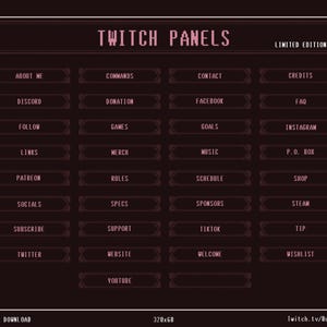 34x Pink Pixel Style Twitch Panels | Aesthetic Stream Overlays | Custom Stream Panels [LIMITED EDITION]