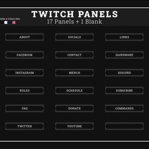 17x Minimalist Twitch Panels | Aesthetic Stream Overlays | Simple Modern Custom Stream Panels | Light Dark Blue Pink