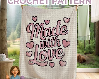 Baby Blanket Graphgan crochet pattern | newborn girl design perfect for receiving, cot pram, nursery decor or baby shower gift. Sc, Hdc, Tss