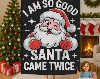 Funny Christmas Crochet Pattern Santa Blanket Graphgan | Adult Humor Afghan Throw | Cheeky Rude Festive Home Decor Holiday Pattern