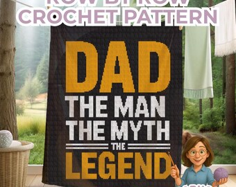 Father Crochet Blanket Pattern | Graphgan Throw Lapghan PDF Pattern Fathers Day Birthday Gift for Dad Sc Hdc Tss Tunisian Crochet Home Decor