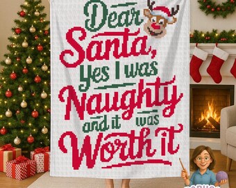 Christmas Crochet Blanket Pattern Santa  Afghan Throw Festive Cozy Tapestry Holiday Gift Home Decor Graphgan Chart PDF